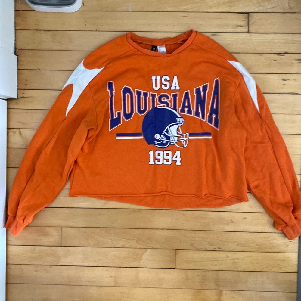 H&M orange Louisiana football cropped sweater S